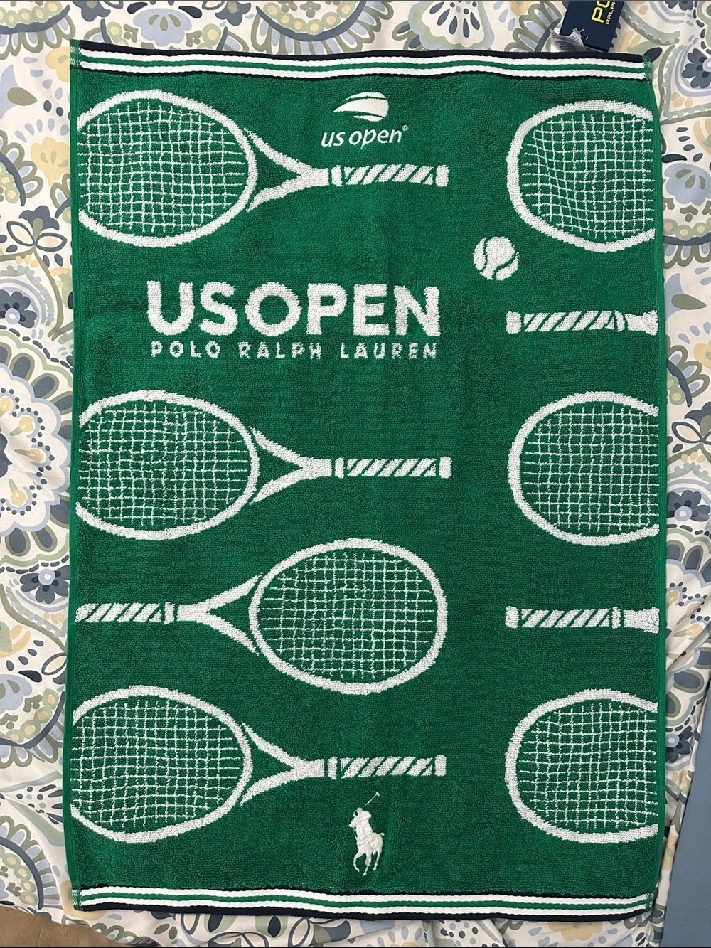 Polo Ralph Lauren US Open Graphic Tea Towel Green & White NWT